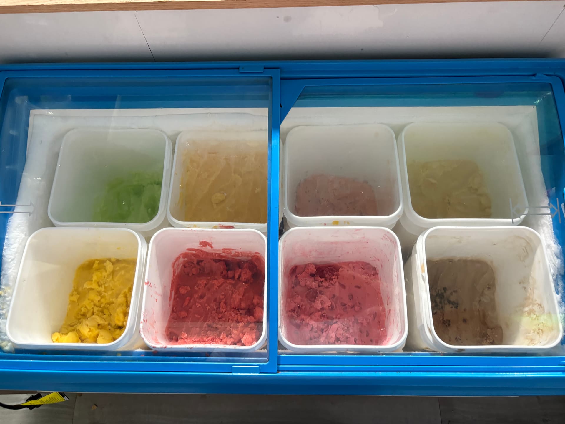 Fresh ice cream flavors in the case